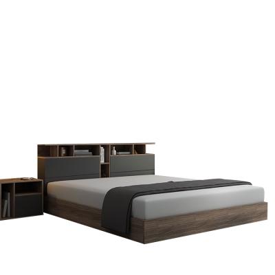 China Modern Multifunctional Luxury Dormitory Room Storage Wholesale Furniture Wooden Double Bed Set for sale