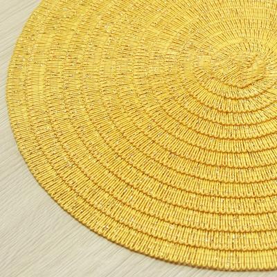 China Sustainable Yellow Shimmer Round PP Christmas Place Mat for sale