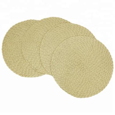 China Viable Free Sample PP Round Braid Straw Placemat for sale