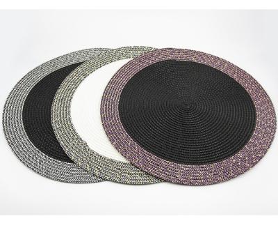 China Sustainable Metallic Effect Teal Round Place Mat & Coaster Easy Clean (Circular) Pack Set - Each Pack Contains 4 Place Mats for sale