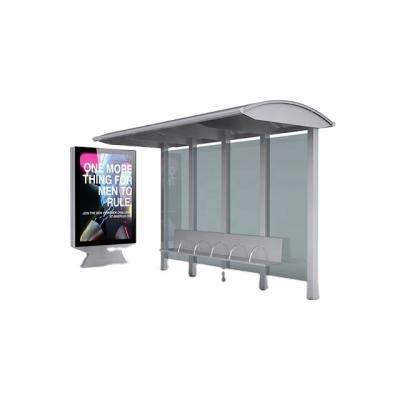 China Bus Stop Mobile Charging Stainless Shelter With Smart Bench for sale