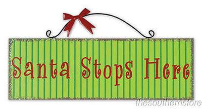 China Christmas Sign Santa Stops Here MDF Wood Wall Plaque SIGN wooden wall hanging signs for sale