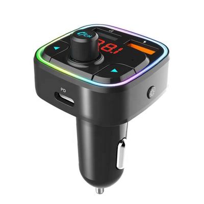 China Hot Sale RGB Backlight Show RGB Backlight Show Wireless Hands-free Car FM Transmitter Bluetooth Car Charger MP3 Player Kit PD18W With Siri Function for sale