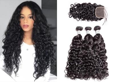 Chine Paquets de cheveux du noir 3 avec la fermeture, vague d'eau brésilienne de cheveux de Vierge de femme à vendre