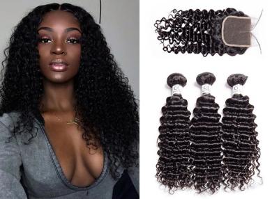 China Grade 10A Deep Curly Hair Extensions , No Shedding Brazilian Deep Curly Weave for sale