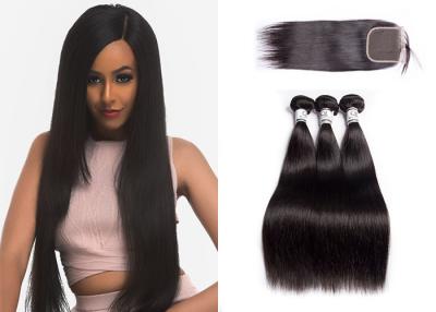 China 100% Human Hair Weave Bundles With Closure Multiple Hair Textures No Shedding for sale