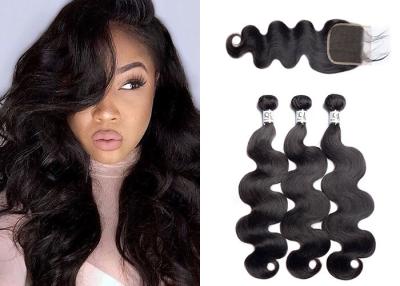 China Gorgeous Virgin Human Body Wave Hair Bundles With Lace Closure Oil Proof for sale