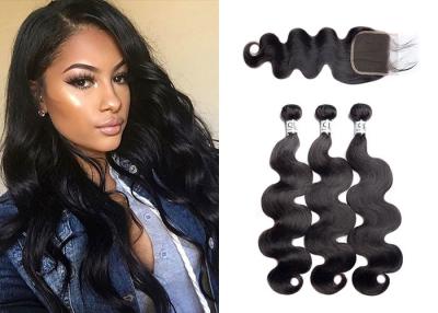 China Natural Brazilian Virgin Body Wave Hair Bundles With Closure No Chemical Compensation for sale