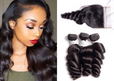 China No Tangling 100 Loose Wave Hair Weave With Closure Can Be Restyled Oil Proof for sale