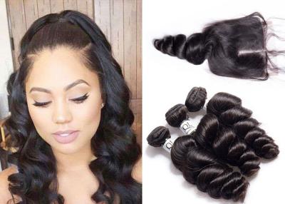 China Comfortable 9A Loose Wave Hair Weave Bundles With Closure Non Bade Smell for sale