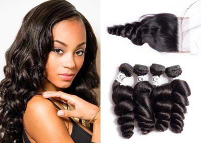 China Loose Wave Unprocessed Brazilian Hair 4 Bundles With Lace Closure for sale