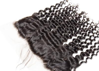 China Deep Curly Wave 13*4 Virgin Hair Frontal With Natural Color Can Be Ironed for sale