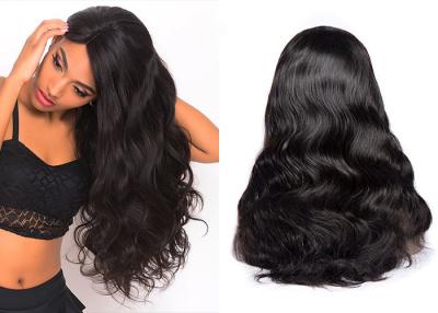 China Natural Black Remy Lace Front Wigs With Part Double Strong Machine Weft for sale