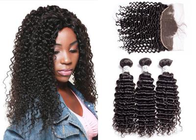 China 100 Remy Smooth Deep Curly Hair Bundles With Lace Frontal No Tangling for sale