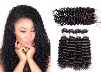 China Tangle Free Deep Curly Weave Bundles With Closure Can Be Ironed And Bleached for sale