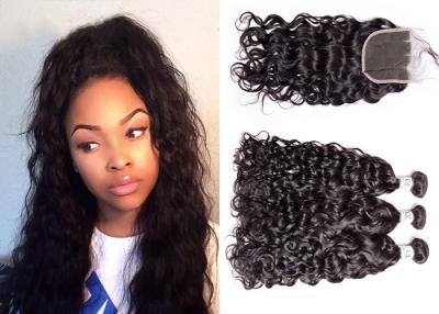 China Natural Water Wave Human Hair Weave /  Water Wave Bundles With Closure for sale