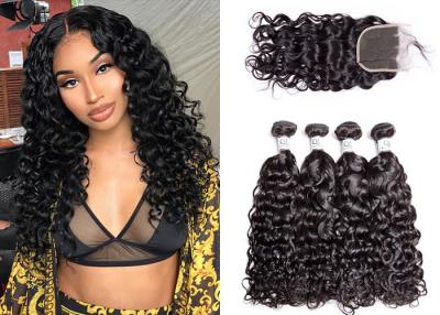 China Raw Water Wave Weave Bundles With Closure No Animal And Synthetic Hair for sale