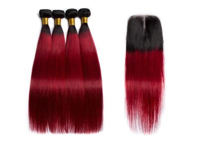 China 1B99J Real Human Hair Straight 3 Bundles Unprocessed Human Hair Bundles With Closure for sale