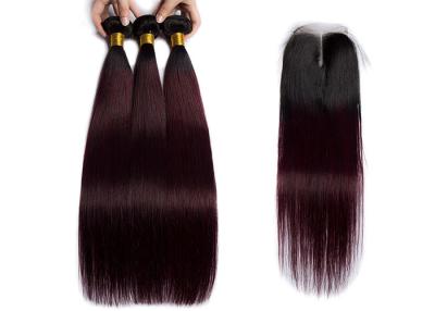 China 1B / Weave reto do cabelo humano da cor 99J 3 pacotes com 4