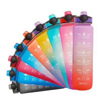 China New Design Tritan Sustainable Hot Cheap Outdoor Gym Water Bottle Plastic Motivational Water Bottle With Handle for sale