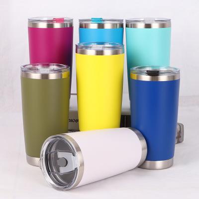 China Double Wall Stainless Steel Vacuum Tumbler Beer Mug With Insulated Lid 20oz Travel Viable Tumbler Wholesale 20oz for sale