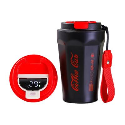 China 2022 New Style PORTABLE Stainless Steel Wall Temperature Display Dual Smart Travel Vacuum Insulated Coffee Mug With Handle for sale