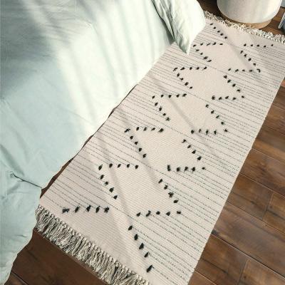 China Amazon BOHO Design Door Mat Washable Hot Sale Luxury Cotton Woven Home Area Rug With Handmade Tassels for sale