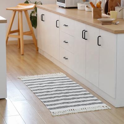 China Amazon Hot Sale Washable Home Front Entrance Floor Stripe Black And White Indoor Outdoor Black And White Home Door Mat for sale