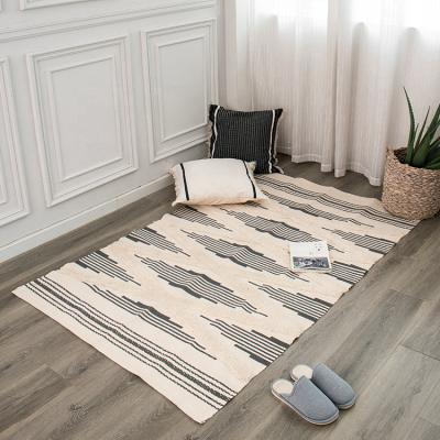 China Large Style Washable Nordic Modern Cotton Woven Floor Mat Luxury Home Living Room Printed Tufted Rug for sale