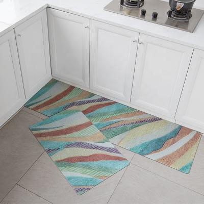 China New Washable Deign Waterproof Kitchen Mat PVC Memory Foam Kitchen Floor Geometric Pattern Anti-Slip Long Mat for sale