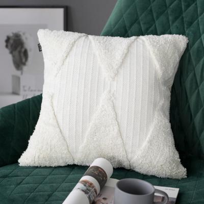 China 2021 Luxury White Throw Sofa Cushion Cover Custom Tufted Machine Woven Pillow Cover Non-Toxic Christmas Boho Home Wedding Decorative for sale