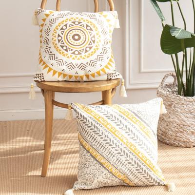 China Decorative Portable Hot Selling Sofa Accept Custom Pillow Cases For Living Room Printed Cushion Cover With Tassels for sale