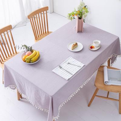 China New modern throw 100% woven kitchen decor cotton dining table cover woven tablecloth with tassels for sale