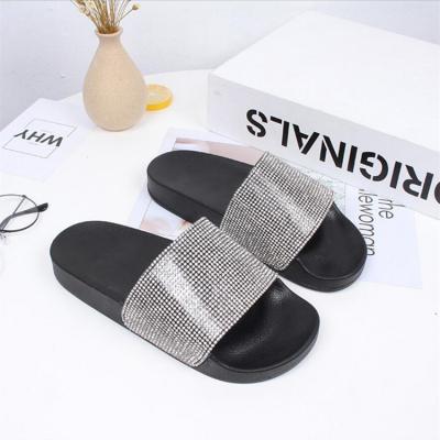 China Latest Fashion Trend Design Diamond Fashion Custom Flat Slides Slippers Sandals Women Shoes for sale