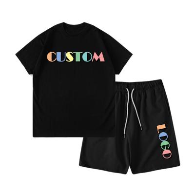 China New Fashion Breathable Cotton Kids Baby Boy Sweater Set Black Custom 100% Jogging Short Sleeve Toddler Sportswear Suit for sale