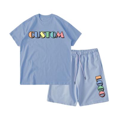 China Kids Breathable Style INS Sportswear Jogging Child 2pcs Set Baby Boy Sweater Solid Color Custom 100% Cotton Shorts Cool Sleeve Suit for sale