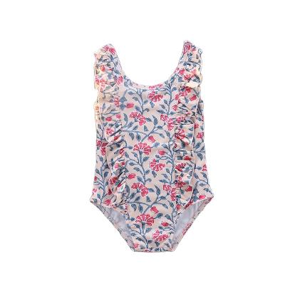 China Little Girl Breathable Hot Customizable Flower Swimwear Toddler Kids Beach Sale Ruffle One Piece Swimsuit for sale