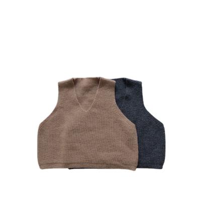 China 1-6T Anti-Wrinkle Toddler Baby Boy Sweater Vest Knitted Gent's Warm Tank Outfit Autumn Winter Clothes Casual Plain Pullover Tops for sale