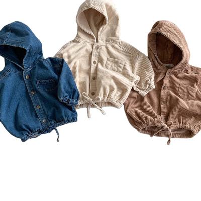 China New Autumn Winter Children Boy Corduroy Cotton Coat Japan Style Breathable Korean Children's Clothing Vintage Hooded Baby Jacket for sale