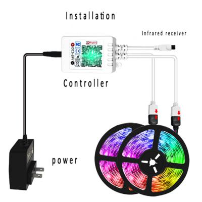 China Wifi Infrarted RGB Ip20 Ip65 5M App 12V Flexible Led Strip Light Kit 10m 5050 Colorful Long Life Remote Control High Quality for sale