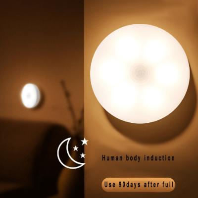 China Long Life Human Body Induction Night Light Usb Charging Energy Saving Comfortable Stair Led Smart Lamp For Bedroom Cabinet Corridor for sale