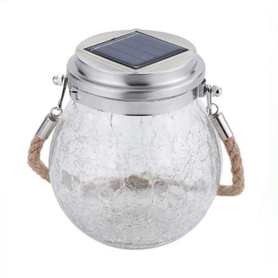 China Beautiful Solar Waterproof Glass Slit Lantern Mason Jar Lights Hemp Rope Decor Bottle Hanging Lids for Christmas Garden Wedding Party for sale