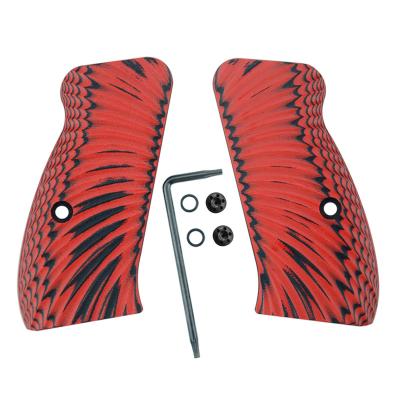 China Grip Pistol Red/Black CZ 75 85 High Quality Custom Hogue Group of Ten Grips Compact Size, Starburst Texture for sale