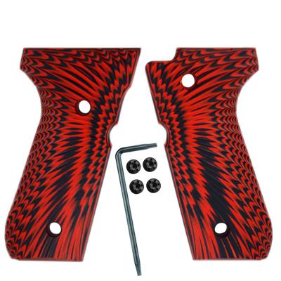 China Grab Red/Black Beretta Pistol Accessories Beretta 92 96 Full Size Gun Grips Group of Ten, Sunburst Texture for sale