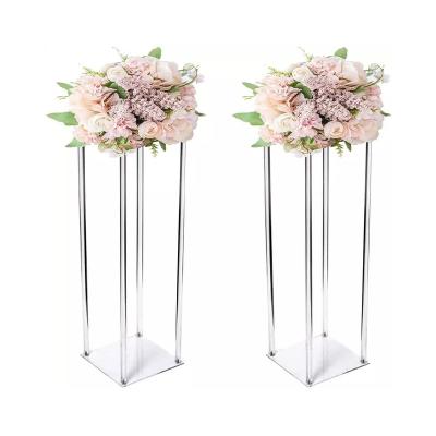 China Square Clear Large Transparent Wedding Party Table Decoration Centerpiece Acrylic Flower Stands Display Stand for sale