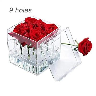 China Clear Transparent Acrylic Lucite Crystal Plexiglass Preserved Acrylic Rose Flower Display Gift Box Rosas de cajas de acrilico Para Flores With Lid for sale