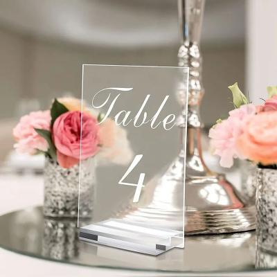 China DIY Made 10 Pcs Clear Acrylic Table Numbers Clear Printed Numbers Place Cards With Holders Weeding Sign Holder For Weeding Part for sale