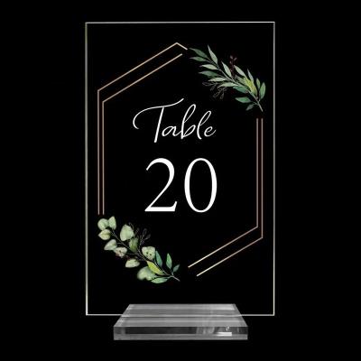 China Centerpieces Eco-Friendly Wedding Table Decor Signs Frosted Acrylic Clear Printing Table Numbers Set Transparent For Restaurant for sale