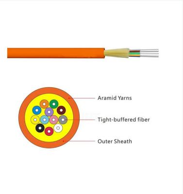 China Indoor 48 Core Yellow Single Mode Tight Buffer Fiber Optic Cable for sale