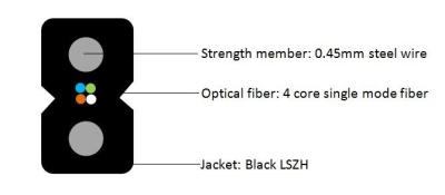 China Four Core Steel Rod Indoor FTTH Drop Cable G657a2 GJXH OEM Service for sale